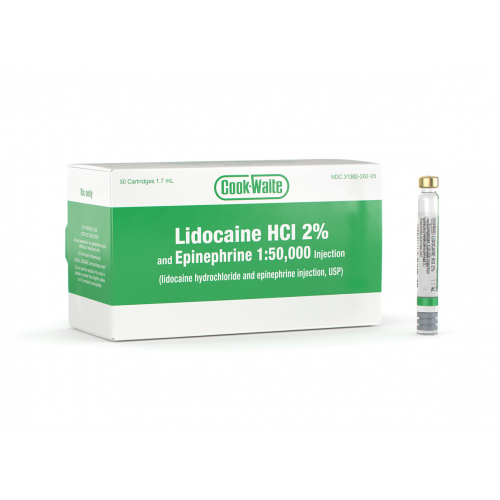 Cook-Waite Lidocaine HCL 2% 1:50K 50/Bx