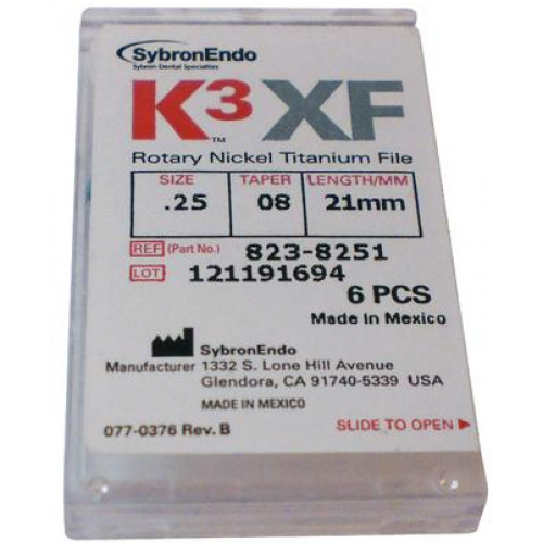 K3 XF File .25/.08 21mm 6/Pk