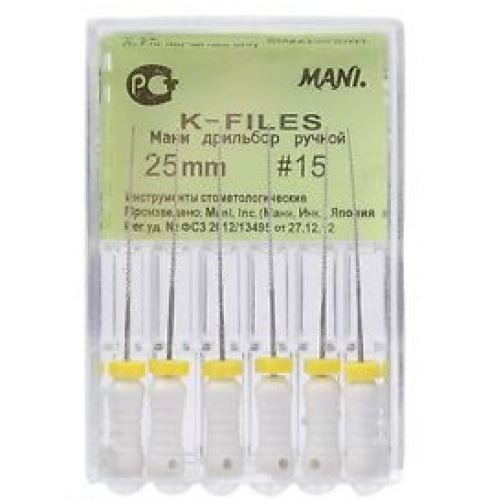 Mani K-Flex Files 25mm #15 6/Bx
