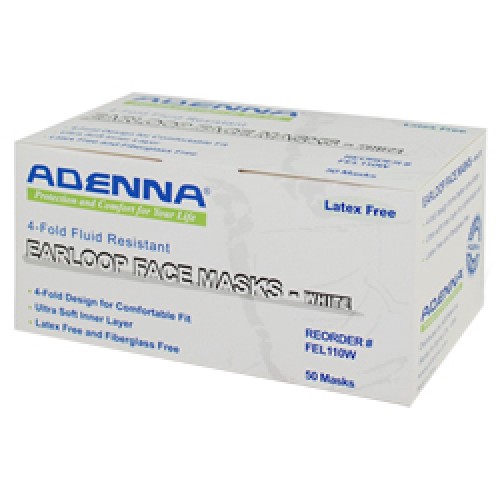 Adenna® White Earloop Face Masks 50Pk