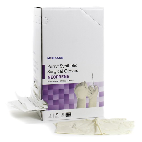 Surgical Glove McKesson Perry® Synthetic Surgical Gloves Size 7.5 Sterile Polychloroprene Standard Cuff Length Smooth Cream Chemo Tested Box/50