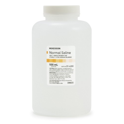 Irrigation Solution McKesson 0.9% Sodium Chloride Not for Injection Bottle, Screw Top 500 mL - Case of 18 Bottles