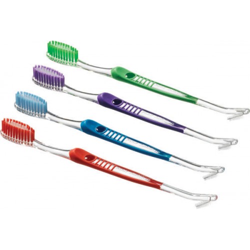 Dual-Head Rubber Handle Toothbrush (144 ct)