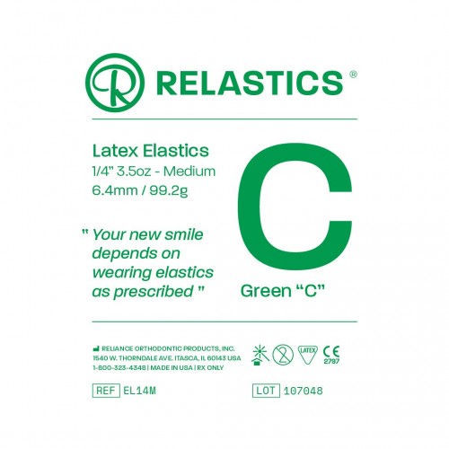 Patient Elastics Latex - Relastics Green Medium 3.5oz (50 bags of 100 pcs)