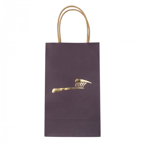 Purple Matte Finish Paper bag with Gold-foil toothbrush logo - 100/pk