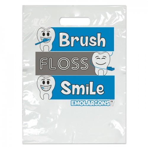 Emolarcon Brush Floss Smile Two Color Bag - Large - 100/pk