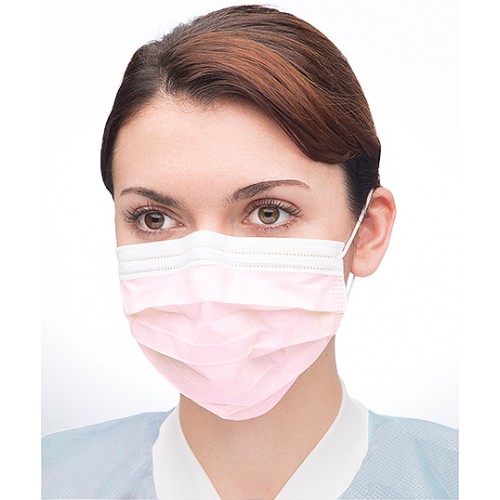 Procedural Earloop Mask - LIGHT PINK, High Filtration 98% at 0.1 micron, Fluid, 5130E-LP