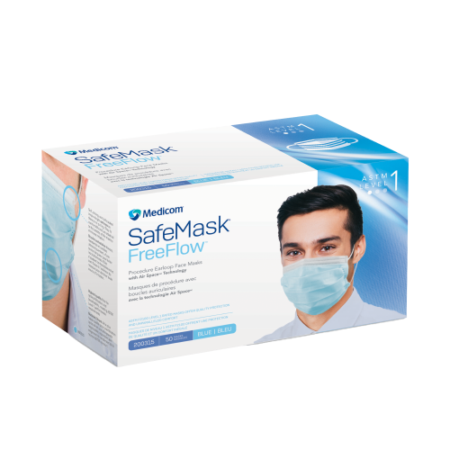 SafeMask FreeFlow Level-1 Masks 50/Bx Blue, 200315