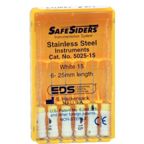 SafeSider Stainless-Steel Hand Reamers, 25 mm, 0.02 Taper, # 15, White, 6/Pk, 5025-15