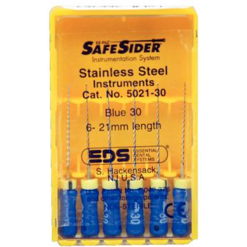 SafeSider Stainless-Steel Hand Reamers, 21 mm, 0.02 Taper, # 30, Blue, 6/Pk, 5021-30