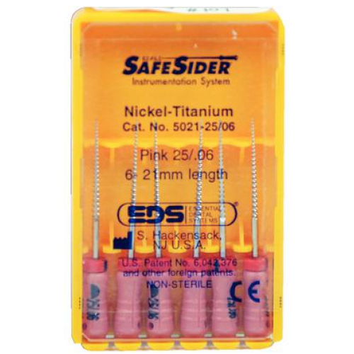 SafeSider Nickel-Titanium Hand Reamers, 21 mm, 0.06 Taper, # 25, Pink, 6/Pk, 5021-25/06
