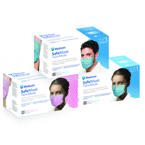 SafeMask TailorMade Procedure Mask with Chin Wire, ASTM Level 1, Pink, 50/Box, 2071