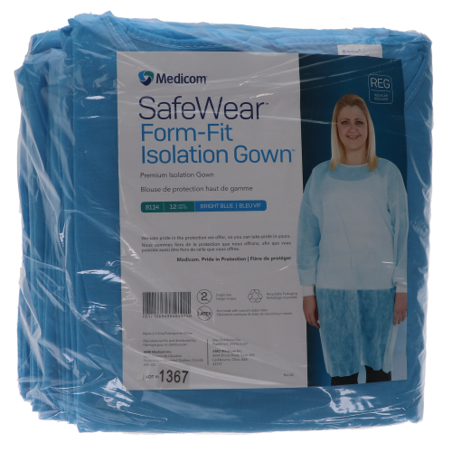SafeWear Form-Fit Disposable Isolation Gown, 12/Pk