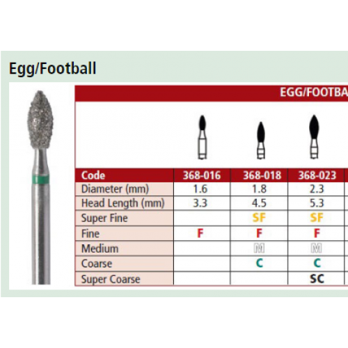 Diamond Bur - Egg/Football (5/pk)