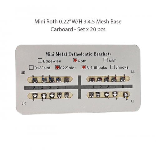 Mini Metal Orthodontic Brackets Roth W/H 345 Mesh Base / Cardboard / Fancy