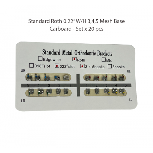 Standard Size Brackets .022 Hooks on 3-4-5 / Mesh base  -  Cardboard