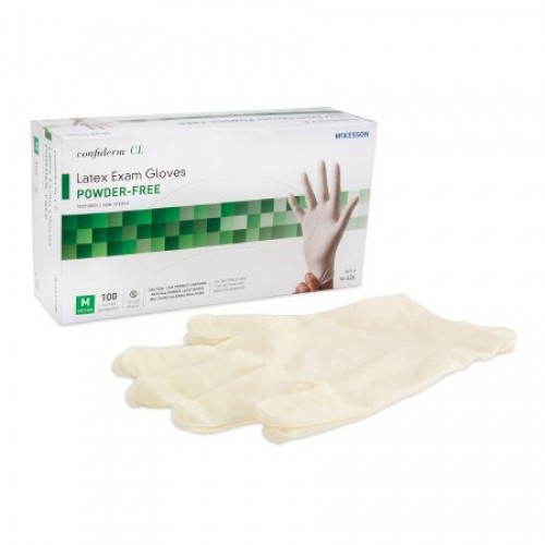 McKesson Confiderm® NonSterile Latex Standard Cuff Length Textured Fingertips Ivory (100pcs/box)