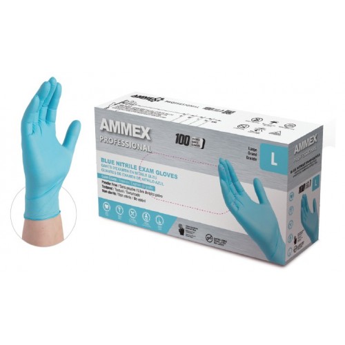 AMMEX® Premium Nitrile - Exam Light Blue Nitrile Gloves (Case of 10 Boxes)