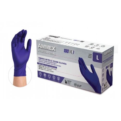 AMMEX® Premium Nitrile - Exam Indigo Nitrile Gloves (Case of 10 Boxes)