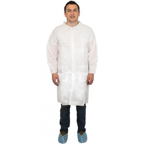 Polypropylene Lab Jacket - Size XXL with Elastic Wrists (DLWH 40 Gram) - 20/pk