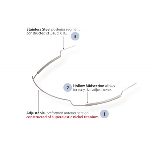 Adjustable Utillity Archwires, Niti and Stainless Steel, Round (5 ct)