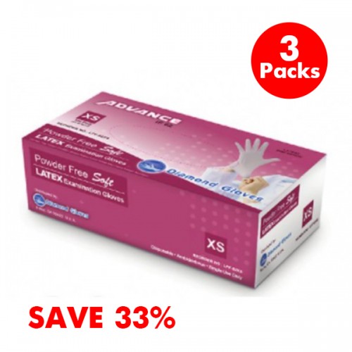 Advance IF62 Powder-Free, Textured Latex Gloves – Buy 2, Get 1 FREE! (3-Pack × 100 pcs/box) – Sale25