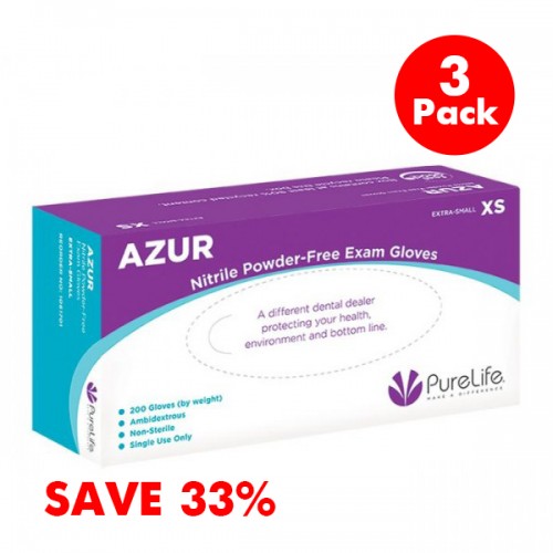 Azur Nitrile Powder-Free Exam Gloves – Medium – 3-Pack for 2 Price (3 × 200 gloves/box) – Sale25
