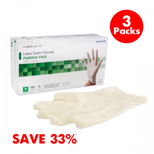 McKesson Confiderm® Non-Sterile Latex Exam Gloves – Standard Cuff, Textured Fingertips, Ivory – Buy 2, Get 1 FREE! (100 pcs/box) – Sale25